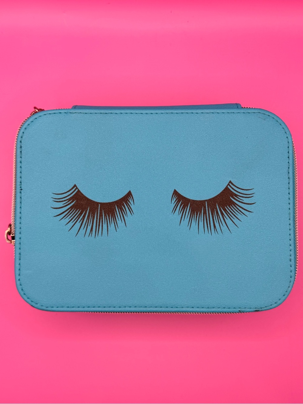 Blue Eyelash Print Makeup Bag - Cosmetic Pouch